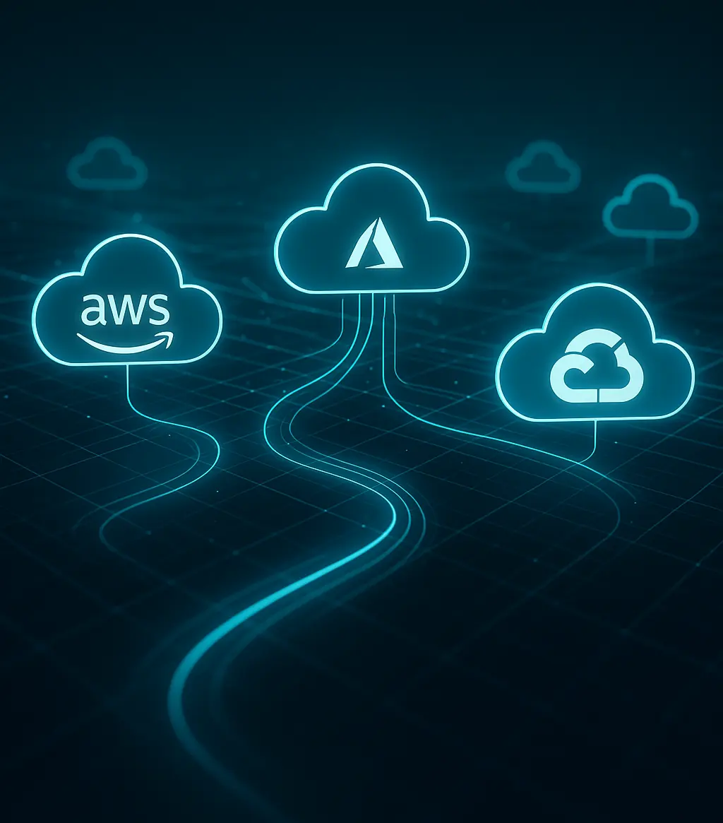 Multi-cloud digital network architecture illustration