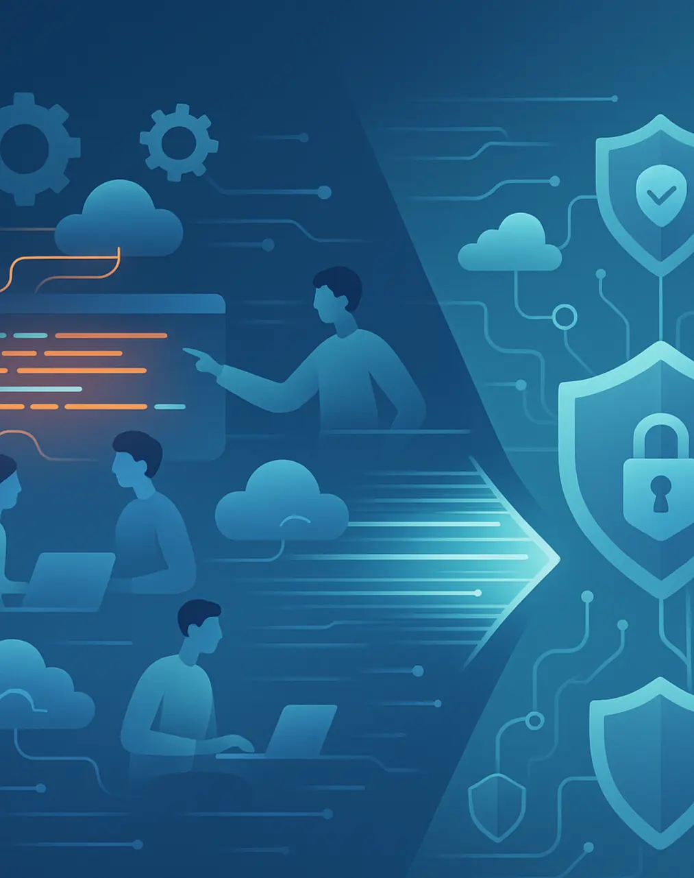 DevSecOps shift-left security symbolism